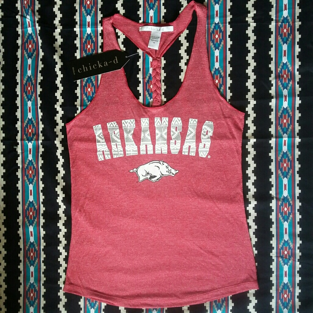 Arkansas Razorbacks Braided Back Tank Top